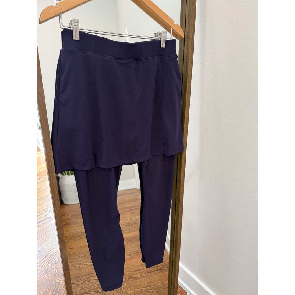 RNWK Womens Skirted Leggings Navy Purple Activewear Skort Tights Size Medium